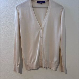 Ralph Lauren Purple Label 10% Silk Cardigan Size M Cream Made In Italy